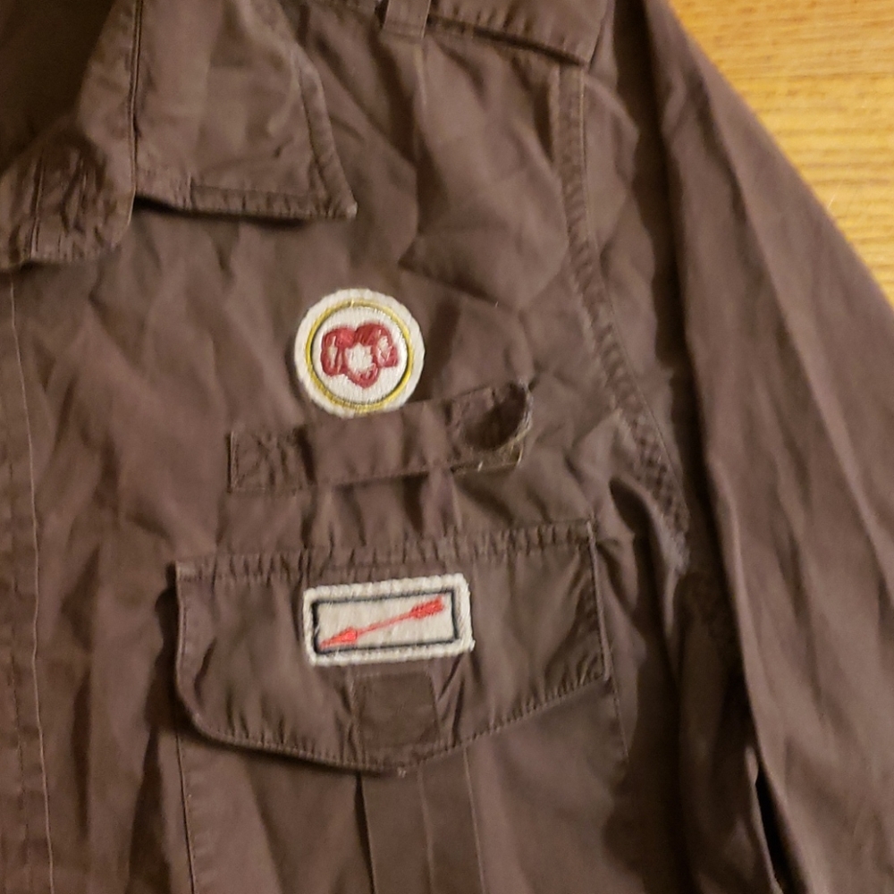 Sixty Patchwork Brown Button Up Shirt - image 4